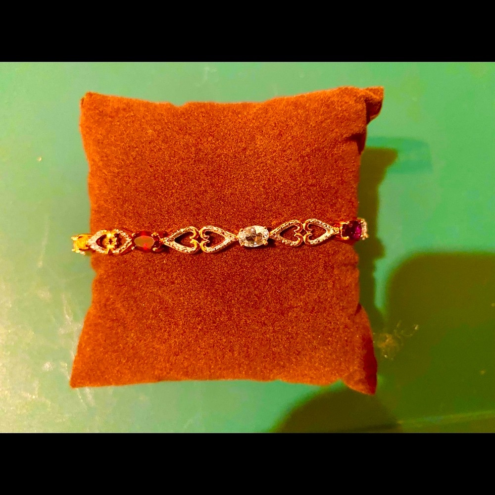 NEW18kt Gold Pltd Gemstone Diamond Accent Bracelet